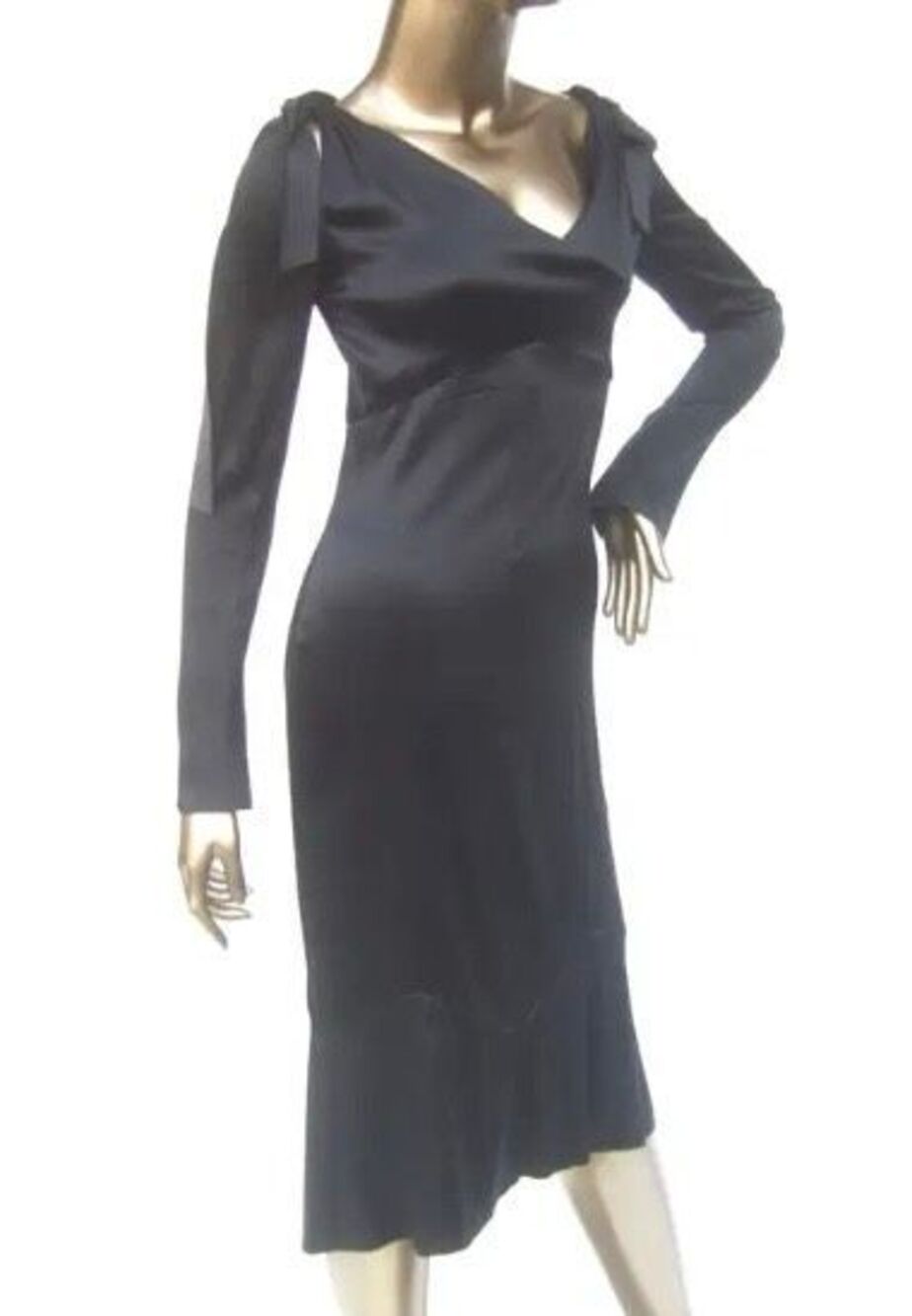 NEW NWT CHANEL VTG 90’s Silk Charmeuse Flared black Dress 42 M $2555